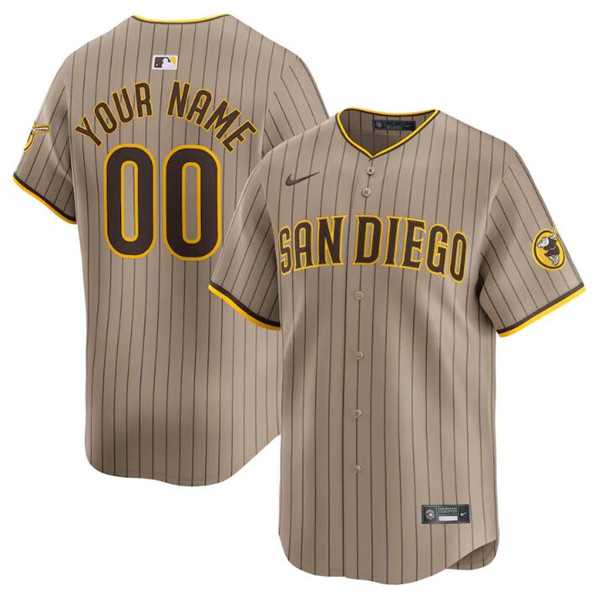 Men%27s San Diego Padres Customized Tan 2024 Alternate Limited Stitched Jersey